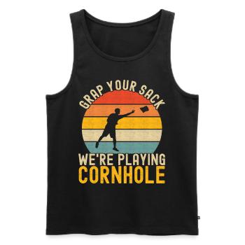 Cornhole Player Cornhole Board - Men's Premium Organic Tank Top - black - Front - AI Model Male 178 light (178cm)
