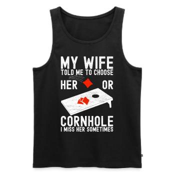 Cornhole Player Cornhole Board - Men's Premium Organic Tank Top - black - Front - AI Model Male 178 light (178cm)
