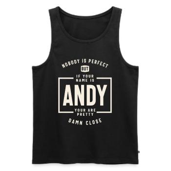 Imperfectly Perfect The Andy Exception - Andy Name - Men's Premium Organic Tank Top - black - Front - AI Model Male 178 light (178cm)