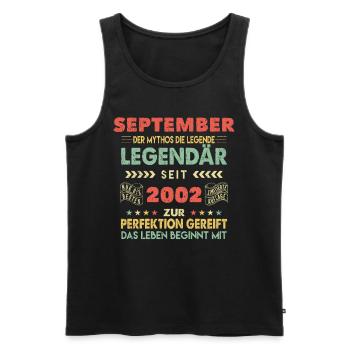 21. Geburtstag September Jahrgang 2002 Vintage - Männer Premium Bio Tank Top - Schwarz - Vorne - Michal (187cm)