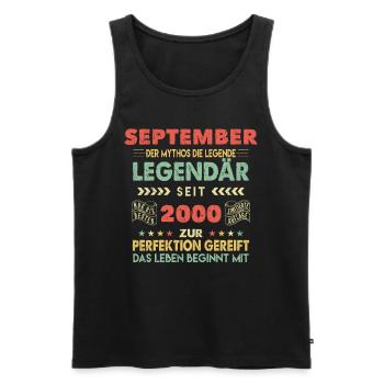 23. Geburtstag September Jahrgang 2000 Vintage - Männer Premium Bio Tank Top - Schwarz - Vorne - Michal (187cm)