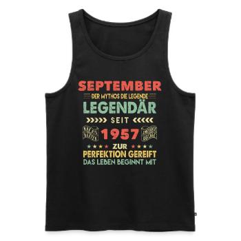 66. Geburtstag September Jahrgang 1957 Vintage - Männer Premium Bio Tank Top - Schwarz - Vorne - AI Model Male 178 light (178cm)
