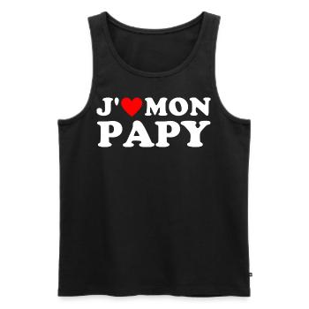 J' aime mon papy cadeau grand-père coeur rouge - Débardeur bio Premium Homme - noir - Devant - Michal (187cm)