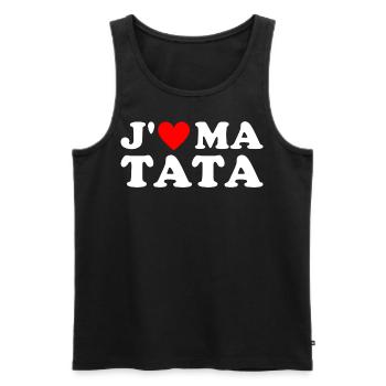 J' aime ma tata cadeau tante coeur rouge - Débardeur bio Premium Homme - noir - Devant - Michal (187cm)