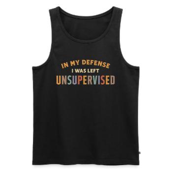 In My Defense I Was Left Unsupervised Funny - Men's Premium Organic Tank Top - black - Front - AI Model Male 178 light (178cm)