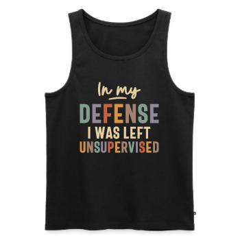 In My Defense I Was Left Unsupervised Funny - Men's Premium Organic Tank Top - black - Front - AI Model Male 178 light (178cm)