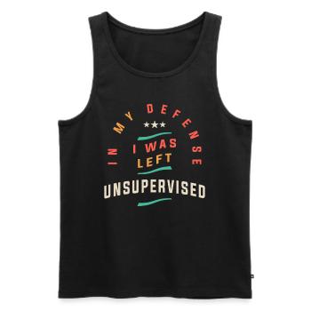 In My Defense I Was Left Unsupervised Funny - Men's Premium Organic Tank Top - black - Front - AI Model Male 178 light (178cm)