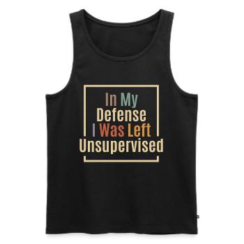 In My Defense I Was Left Unsupervised Funny - Men's Premium Organic Tank Top - black - Front - AI Model Male 178 light (178cm)
