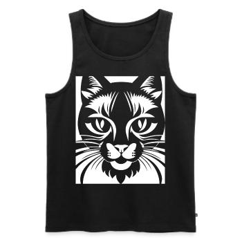 Lustige Katzensilhouette Freche Spaßkatzen - Männer Premium Bio Tank Top - Schwarz - Vorne - AI Model Male 178 light (178cm)