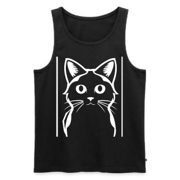 Drôle de chat Silhouette Cheeky Fun Cats - Débardeur bio Premium Homme - noir - Devant - Michal (187cm)