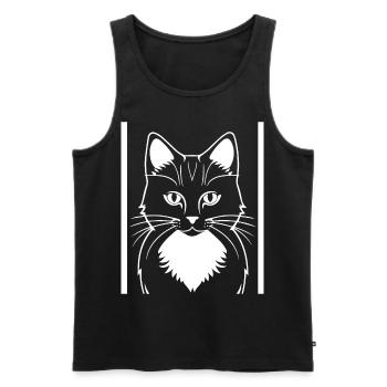 Lustige Katzensilhouette Freche Spaßkatzen - Männer Premium Bio Tank Top - Schwarz - Vorne - Michal (187cm)