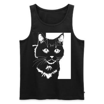 Lustige Katzensilhouette Freche Spaßkatzen - Männer Premium Bio Tank Top - Schwarz - Vorne - Michal (187cm)