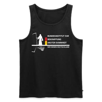 Bundesinstitut zur Bekämpfung von Dummheit - Männer Premium Bio Tank Top - Schwarz - Vorne - Michal (187cm)