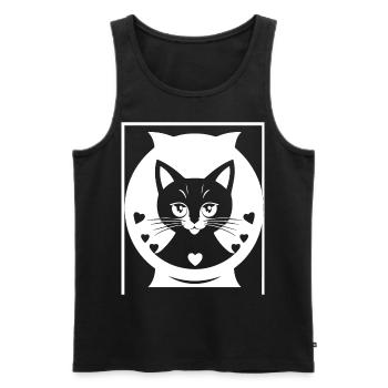 Funny Cat Silhouette Cheeky Fun Cats - Men's Premium Organic Tank Top - black - Front - AI Model Male 178 light (178cm)