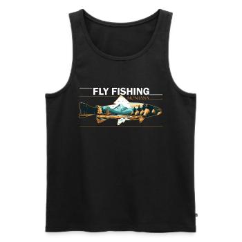 Fly Fishing in Montana Retro Scenic Landscape - Men's Premium Organic Tank Top - black - Front - AI Model Male 178 light (178cm)