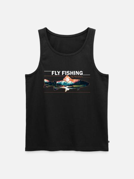 Fly Fishing in Montana Scenic - Men's Premium Organic Tank Top - black