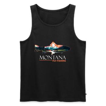 Pêche à la mouche dans le Montana: Retro Scenic Angler & - Débardeur bio Premium Homme - noir - Devant - AI Model Male 178 light (178cm)