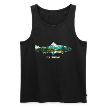 Fliegenfischen auf Forellen inmitten der Pracht - Männer Premium Bio Tank Top - Schwarz - Vorne - AI Model Male 178 light (178cm)