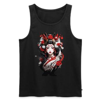 Geisha Japon Streetwear Anime Illustration - Débardeur bio Premium Homme - noir - Devant - Michal (187cm)