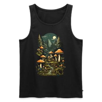 Magic mushroom night un design de cueilleur de champignons rétro - Débardeur bio Premium Homme - noir - Devant - AI Model Male 178 light (178cm)