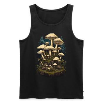 Pilzmagie & Spirit Goa Party Vibes mit Pilzen - Männer Premium Bio Tank Top - Schwarz - Vorne - Michal (187cm)