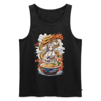 Kawaii Ramen Girl & Drache Manga Suppen Design - Männer Premium Bio Tank Top - Schwarz - Vorne - AI Model Male 178 light (178cm)