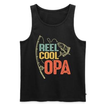 Funny Fishing Design Vintage Reel Cool Opa Grandpa - Men's Premium Organic Tank Top - black - Front - Michal (187cm)