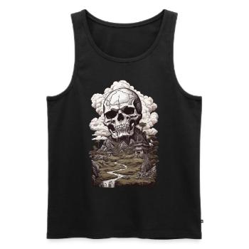 Landschaft & Totenkopf Okkulte Ästhetik - Männer Premium Bio Tank Top - Schwarz - Vorne - AI Model Male 178 light (178cm)