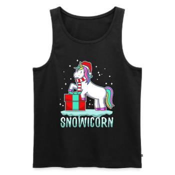 Licorne avec chapeau de père Noël et cadeau de Noël - Débardeur bio Premium Homme - noir - Devant - Michal (187cm)