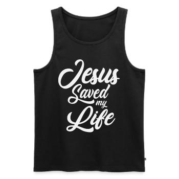 Jesus Saved My Life Christian Quote - Men's Premium Organic Tank Top - black - Front - Michal (187cm)