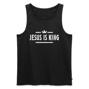 Jesus is King Christian Quote - Men's Premium Organic Tank Top - black - Front - Michal (187cm)
