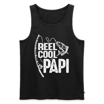 Reel Cool Papi Funny Fishing Grandpa - Men's Premium Organic Tank Top - black - Front - Michal (187cm)