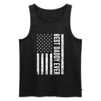 Best Daddy Ever US American Flag Funny Fathers Day - Men's Premium Organic Tank Top - black - Front - AI Model Male 178 light (178cm)