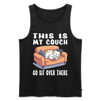 Cat, Couch, Sofa, Funny, Humor, Typical, Cartoon - Men's Premium Organic Tank Top - black - Front - AI Model Male 178 light (178cm)