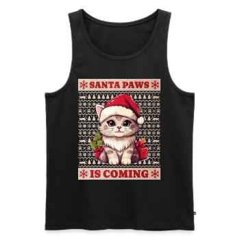 Cat Christmas Santa Paws Merry Catmas Ugly - Men's Premium Organic Tank Top - black - Front - AI Model Male 178 light (178cm)