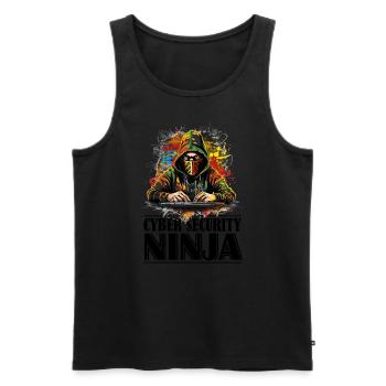 Le hacker éthique déchaîné : Chroniques d'un ninja - Débardeur bio Premium Homme - noir - Devant - AI Model Male 178 light (178cm)