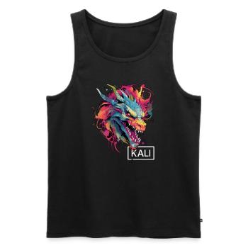Kali Linux Dragon Design coloré pour DevOps et - Débardeur bio Premium Homme - noir - Devant - AI Model Male 178 light (178cm)