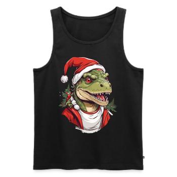 Drôle de Noël dinosaure Père Noël - Débardeur bio Premium Homme - noir - Devant - Michal (187cm)