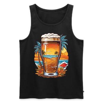 Biertrinker Liebe im Urlaub Bier Bierglas Design - Männer Premium Bio Tank Top - Schwarz - Vorne - Michal (187cm)