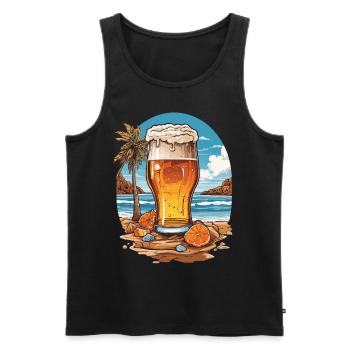 Bier am Strand Sonne und Urlaub Bierliebhaber - Männer Premium Bio Tank Top - Schwarz - Vorne - Michal (187cm)