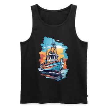Angeln Fischereiboot Boot auf hoher See Fischer - Männer Premium Bio Tank Top - Schwarz - Vorne - AI Model Male 178 light (178cm)