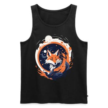 Kitsune Spiritual Elegance Japan Streetwear - Men's Premium Organic Tank Top - black - Front - Michal (187cm)
