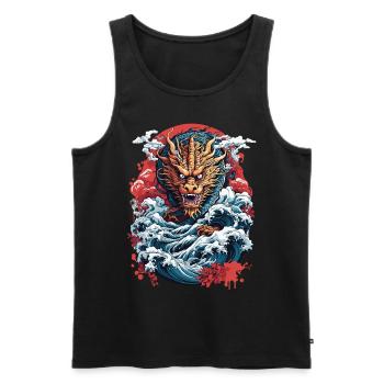 Japanischer Ukiyo-E Kunststil Drache Retro Design - Männer Premium Bio Tank Top - Schwarz - Vorne - AI Model Male 178 light (178cm)