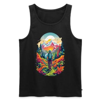 Esthétique de la montagne Randonnée Aventure dans la nature - Débardeur bio Premium Homme - noir - Devant - Michal (187cm)