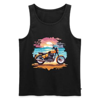 Moto rétro Aventure Moto Motard - Débardeur bio Premium Homme - noir - Devant - Michal (187cm)