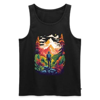 Randonnée dans la nature, la montagne et la forêt - Débardeur bio Premium Homme - noir - Devant - Michal (187cm)