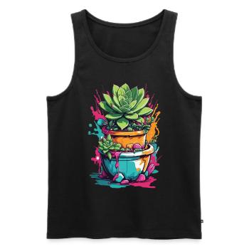 Urban Streetwear Succulents Plants Splendor - Men's Premium Organic Tank Top - black - Front - AI Model Male 178 light (178cm)