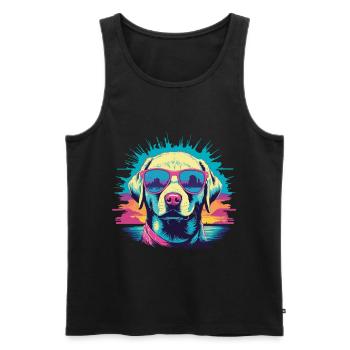 Retro Vaporwave Dog Streetwear Dog Design - Men's Premium Organic Tank Top - black - Front - Michal (187cm)