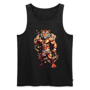 Tiger Spirit Kickboxing et Muay Thai Design - Débardeur bio Premium Homme - noir - Devant - AI Model Male 178 light (178cm)