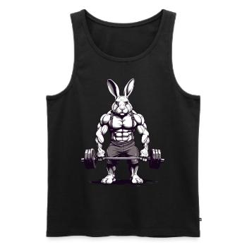 Lustiger Muskel Hase mit Langhantel Design - Männer Premium Bio Tank Top - Schwarz - Vorne - Michal (187cm)